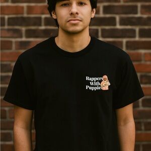 Rappers with puppies black graphic tshirt